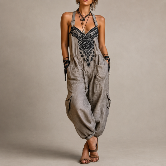 Astrid | Embroidered Boho Dungarees