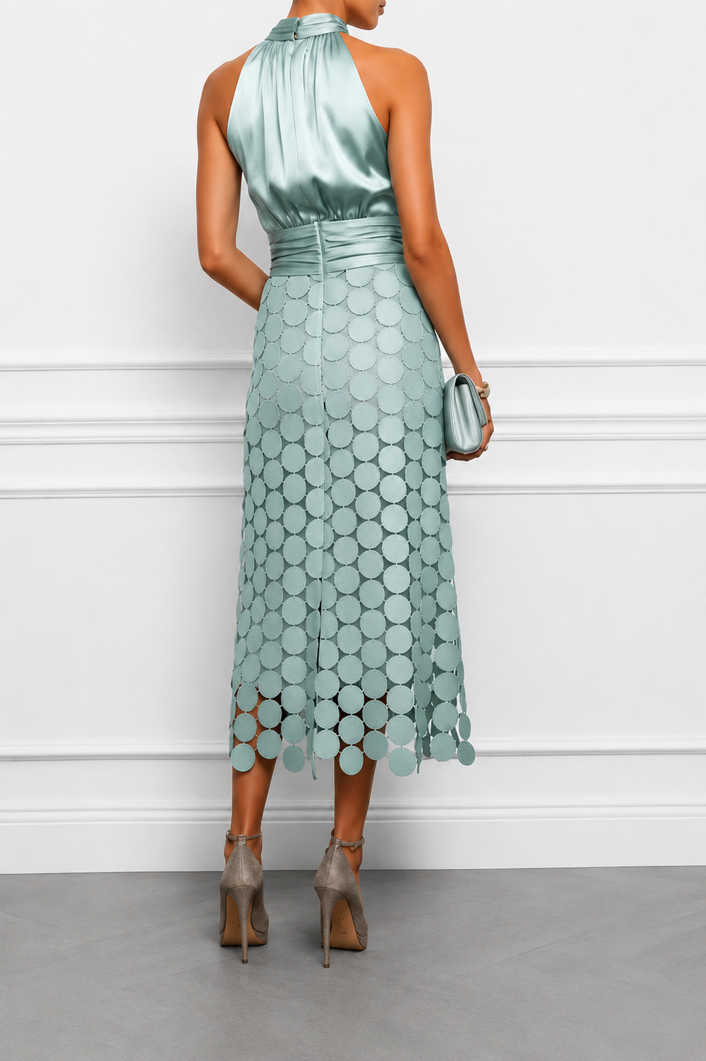 Irene™ | Abito Midi in Raso con Gonna Cut-Out a Cerchi