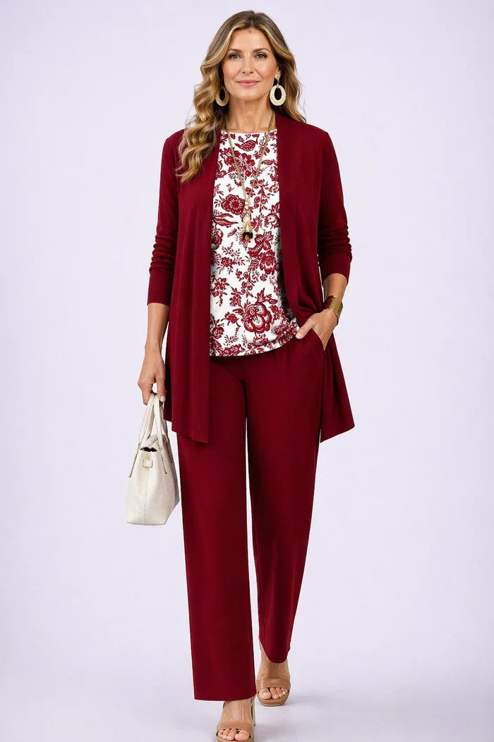 Carmen™ | Completo 3 Pezzi Elegante con Cardigan Lungo e Pantaloni