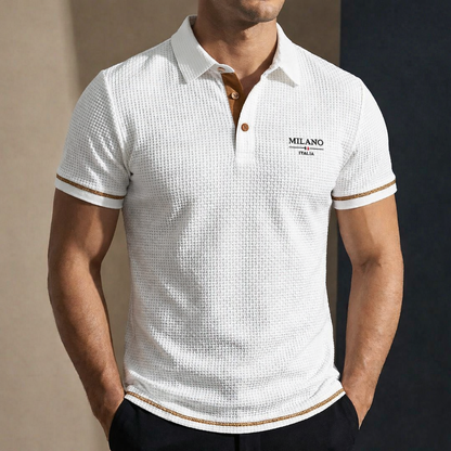 LuKa - Men's Knitted Textured Polo Shirt with Contrast Trims