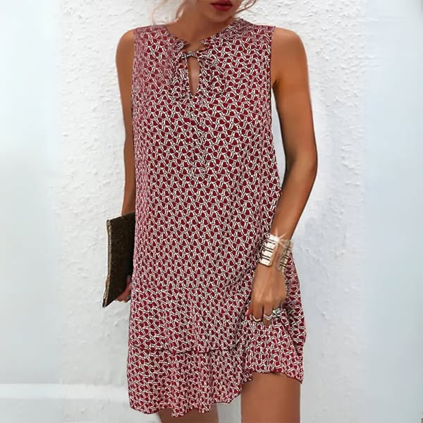 Eveline – Abito Estivo Smanicato con Scollo a Goccia e Stampa