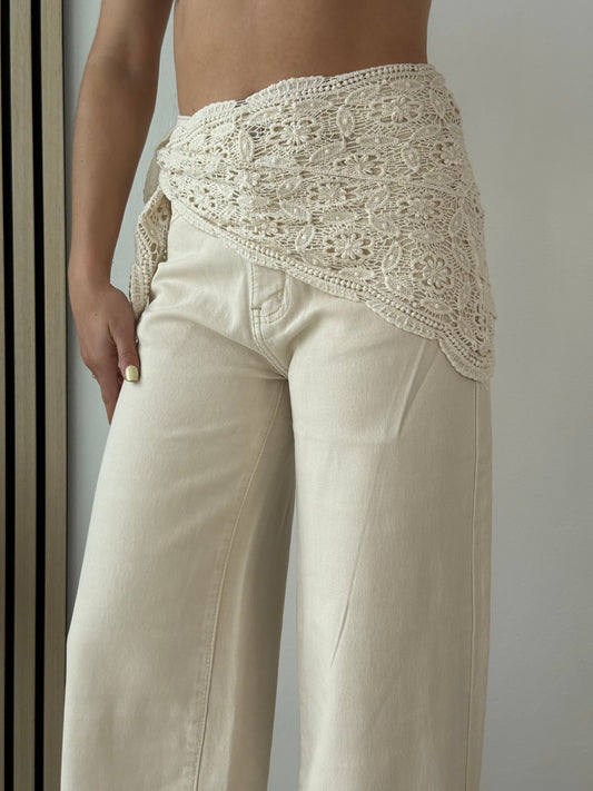 Bandana pizzo beige