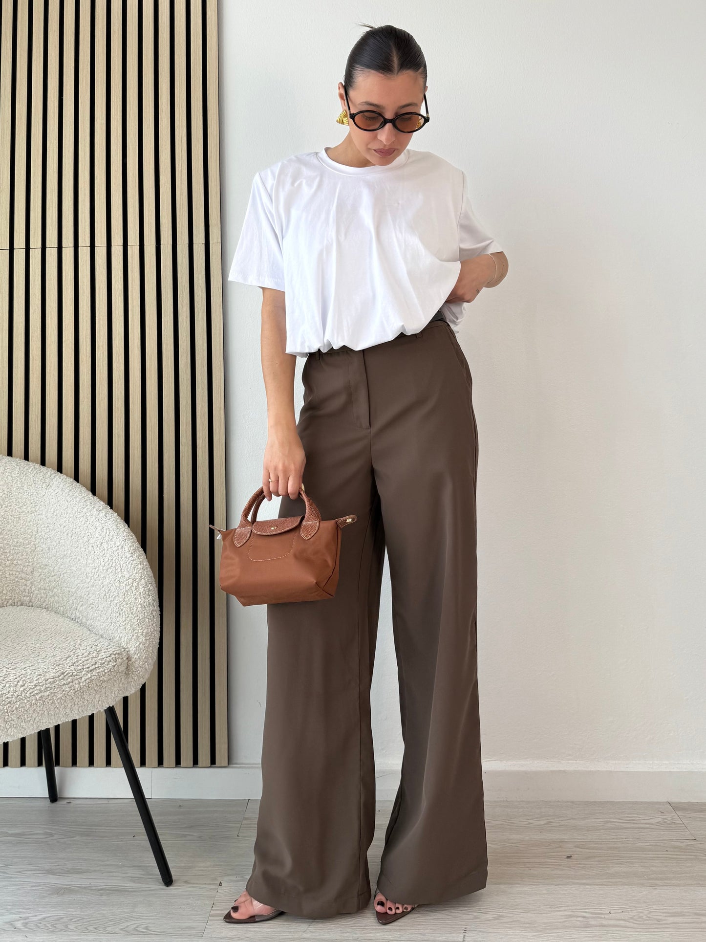 Palazzo trousers with belt