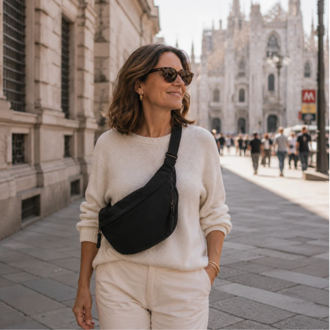 NARA™ | Borsa a Mezzaluna Effetto Crinkle