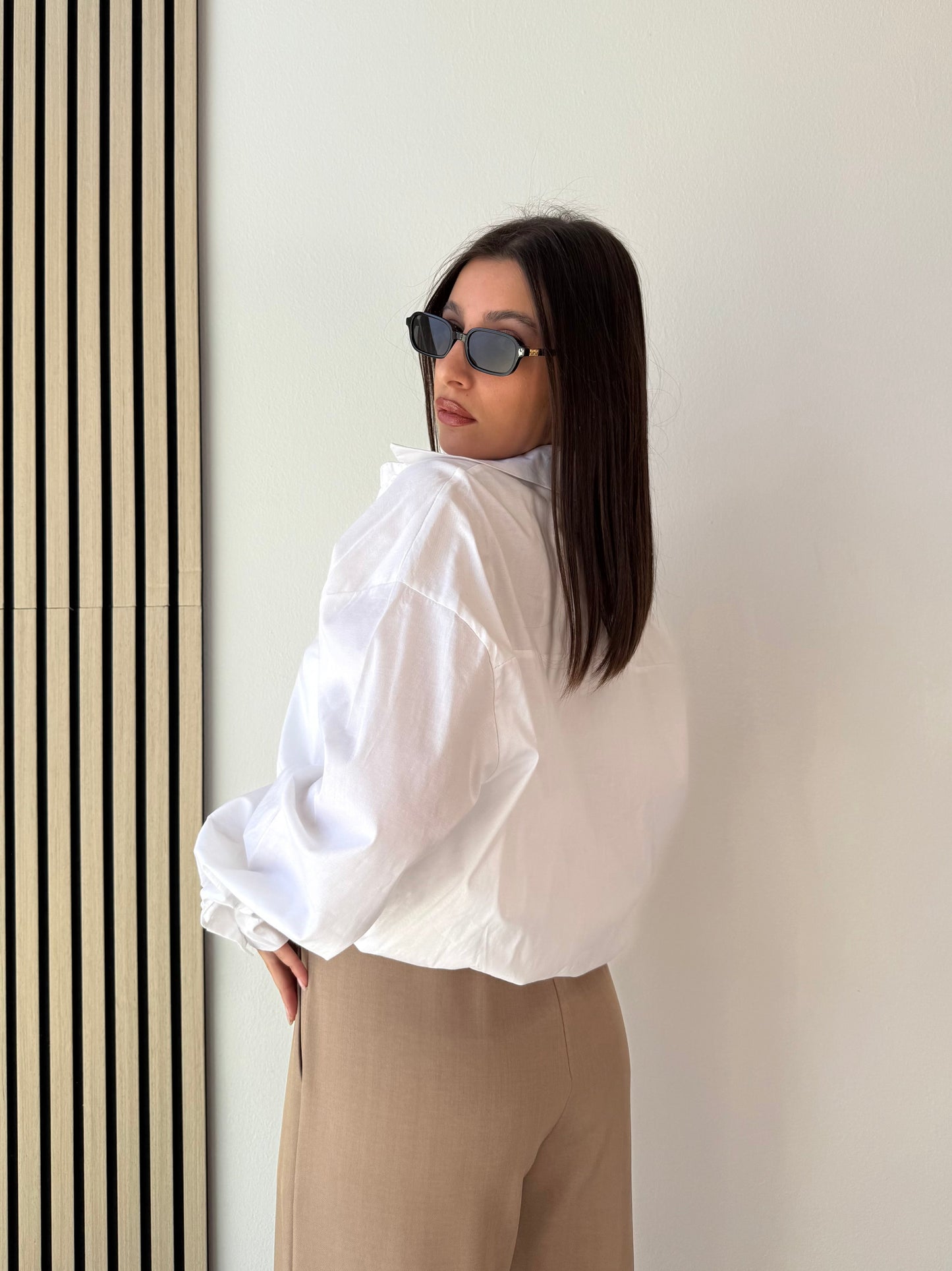 Puffed sleeve shirt with lace