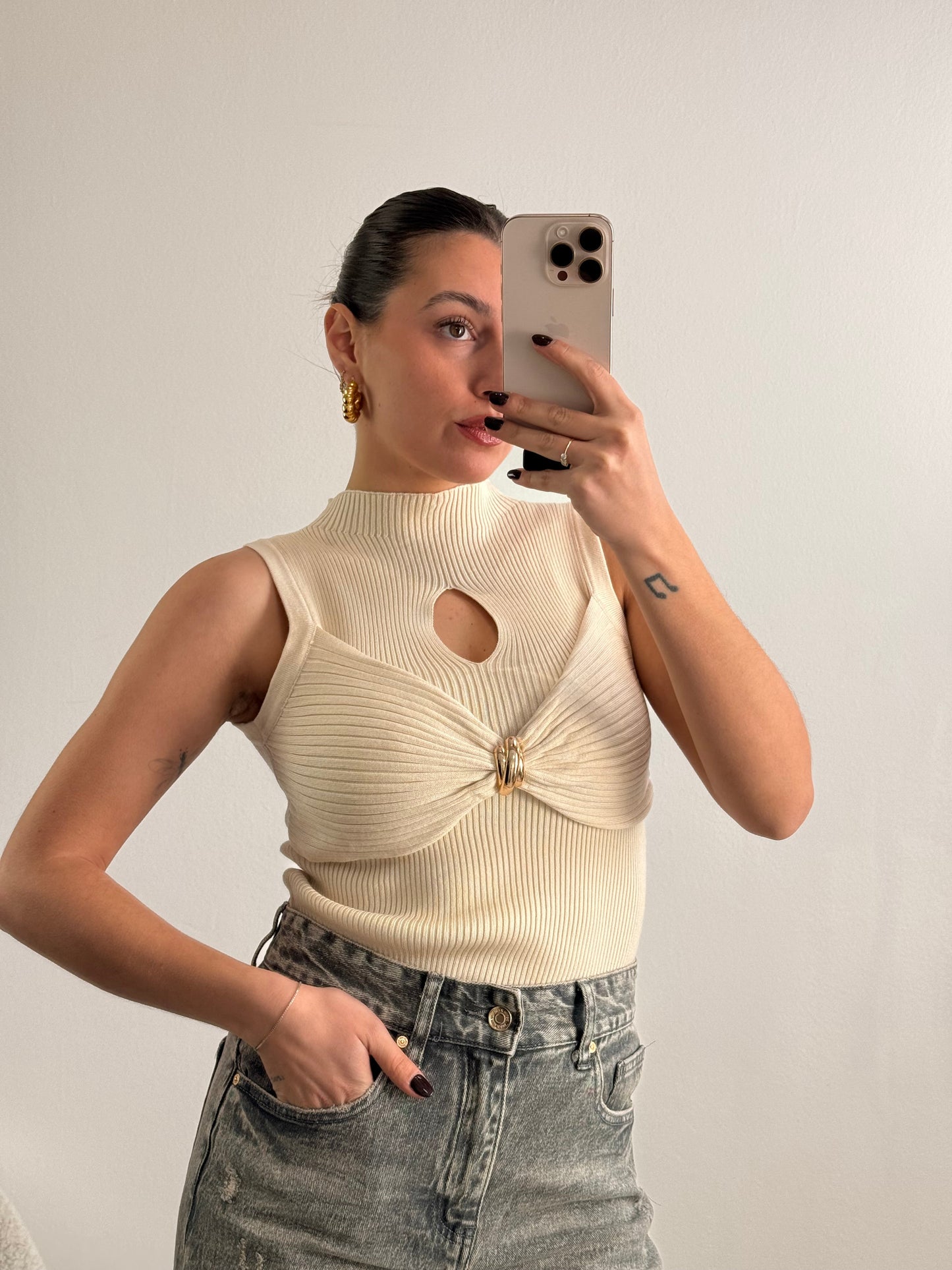 Body a costine con strass