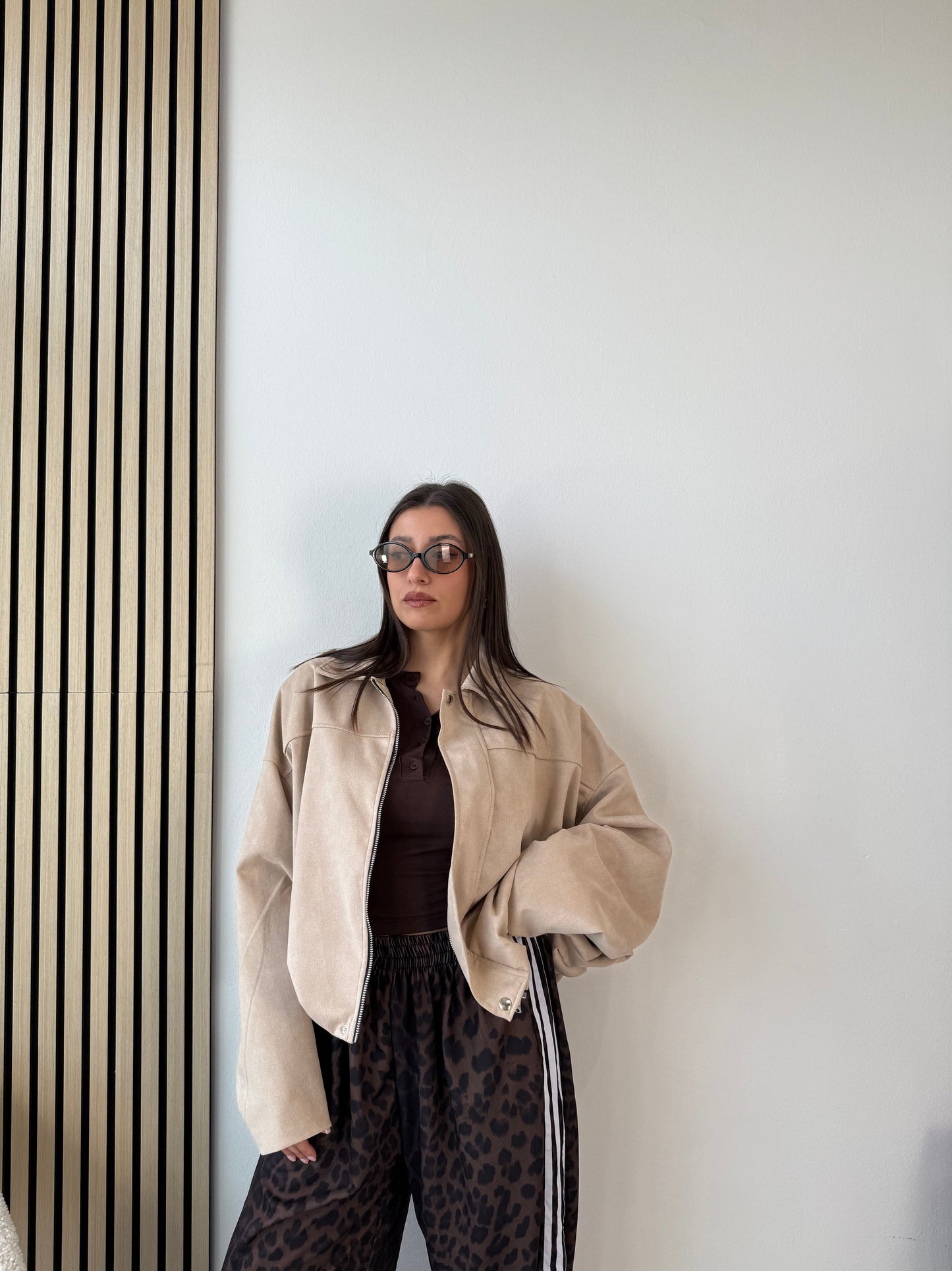 Bomber in pelle scamosciata TREND beige