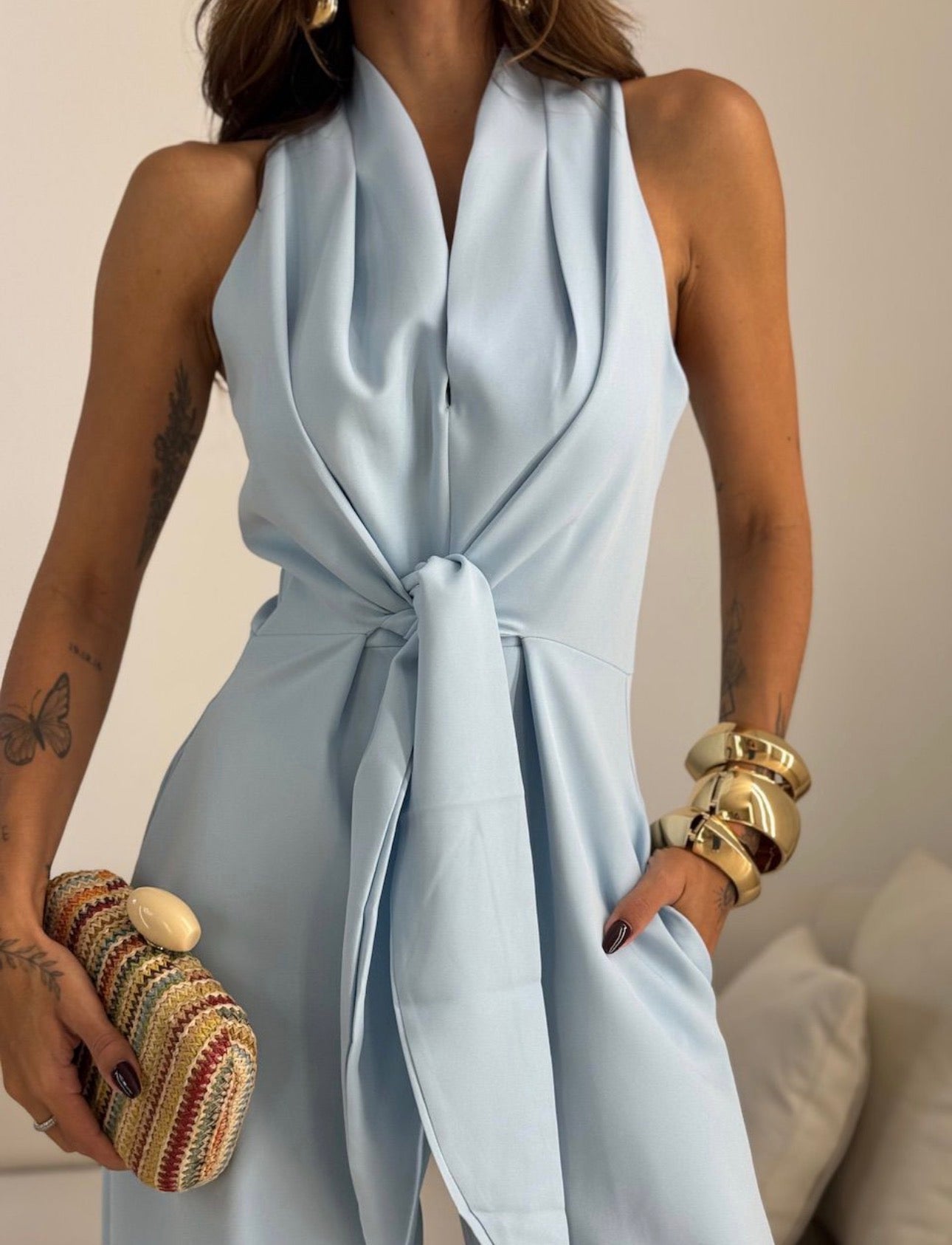 Aurora™ | Jumpsuit Drappeggiato con Nodo Sciarpa