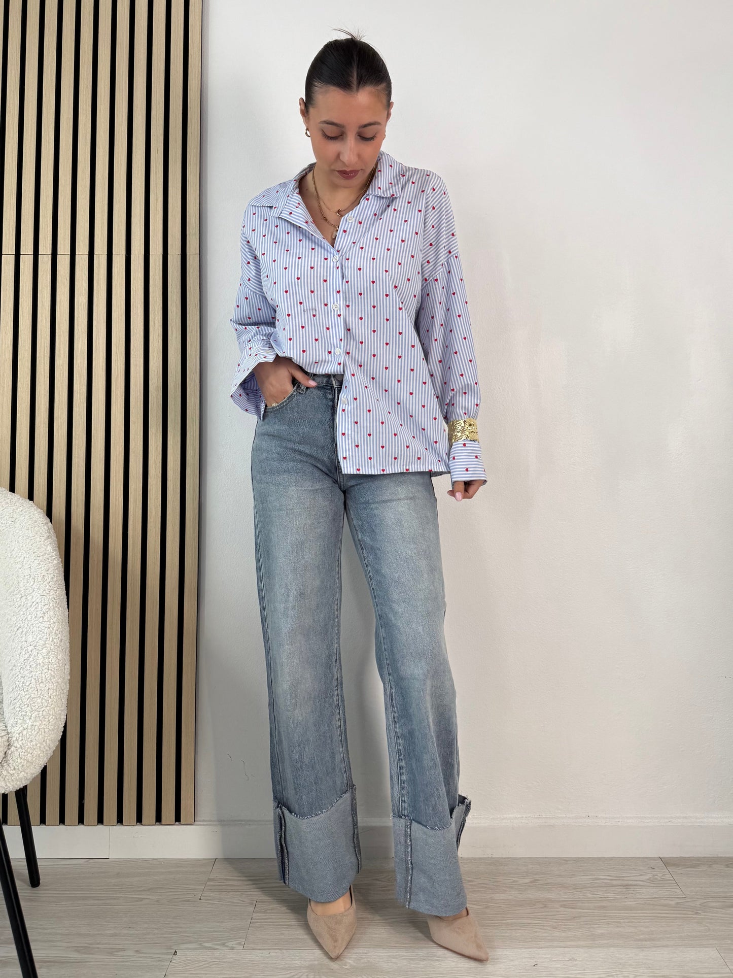 Jeans a pieghe extra lunghi