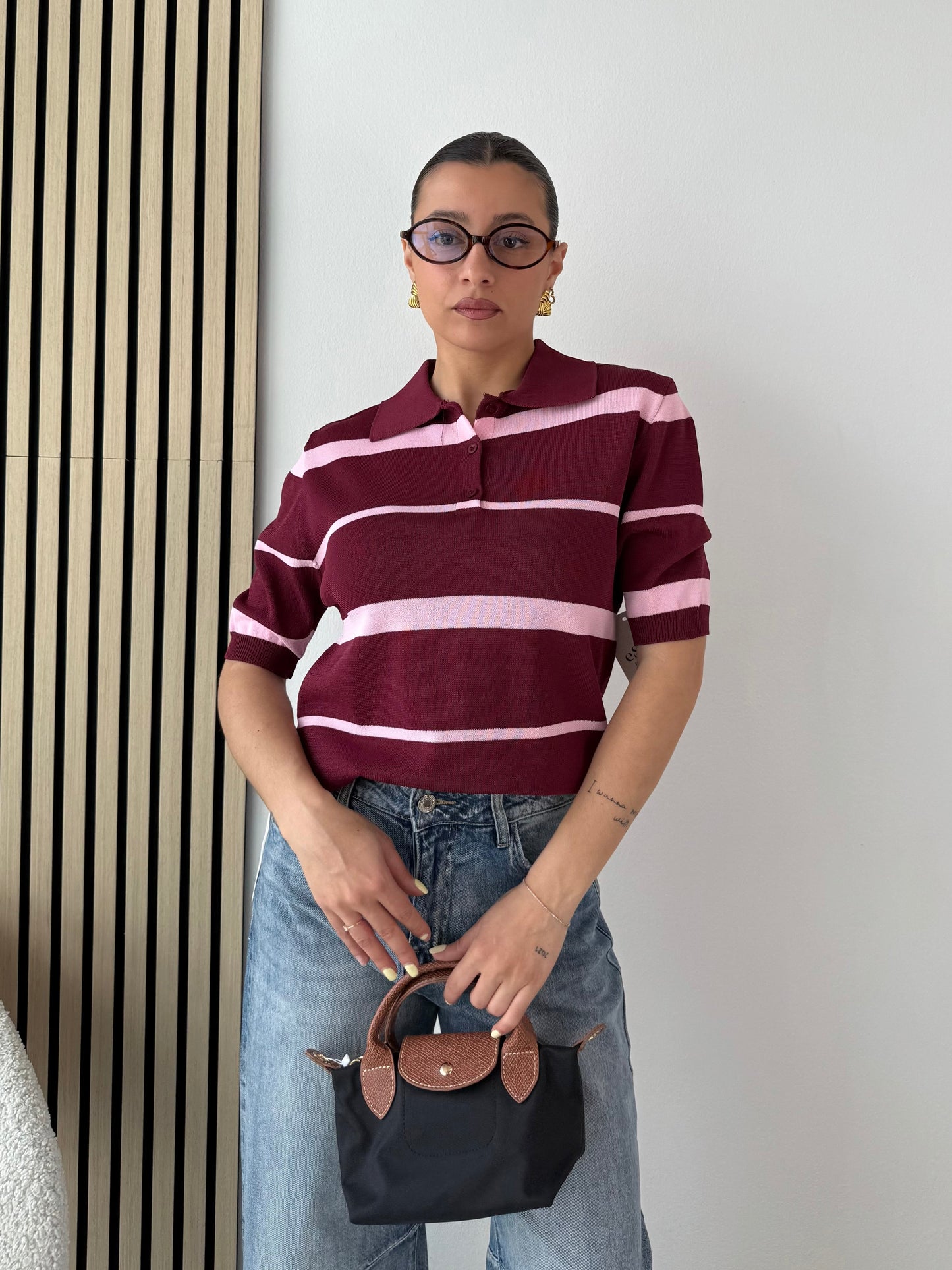 Polo a righe manica corta