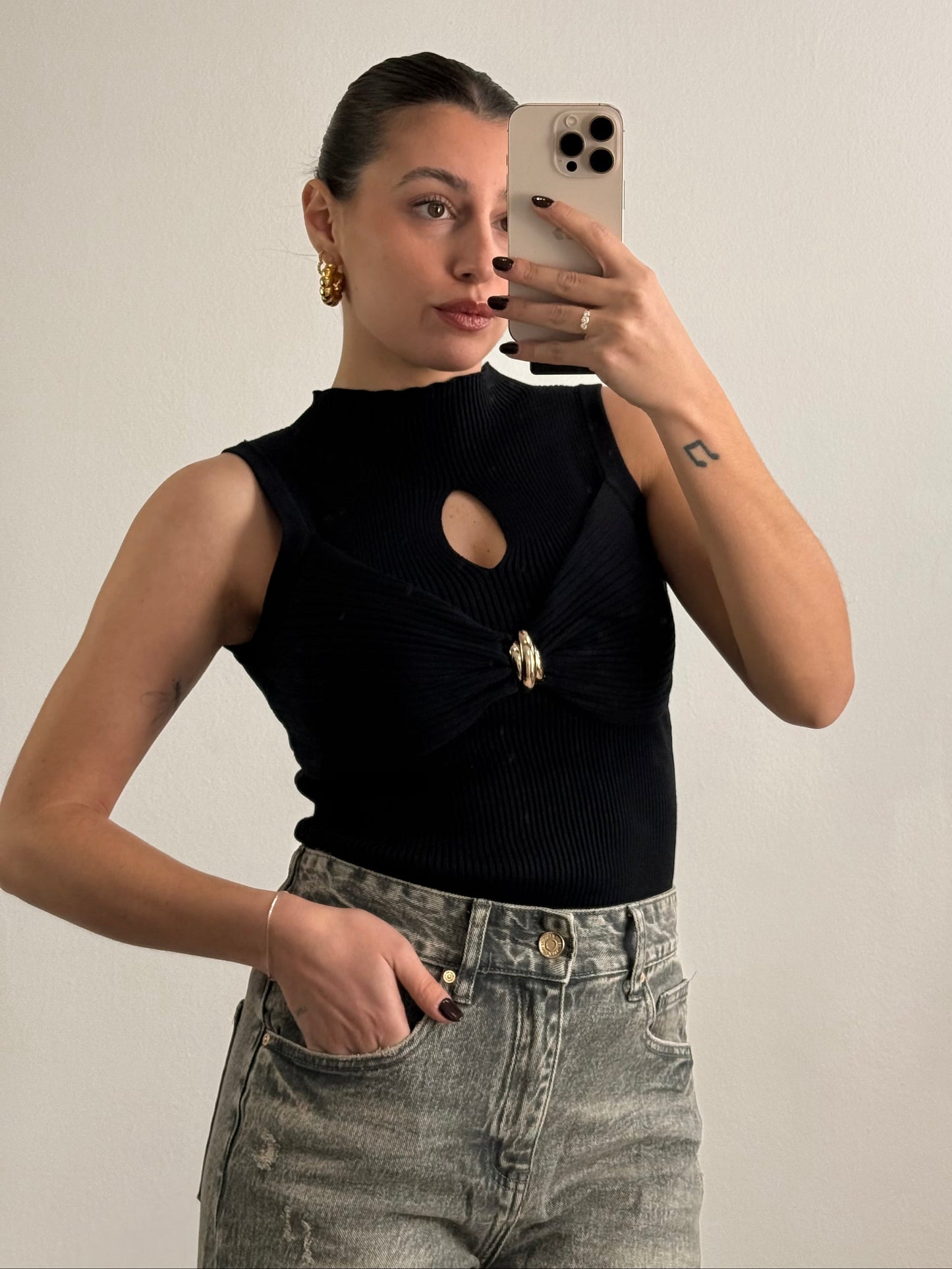 Body a costine con strass