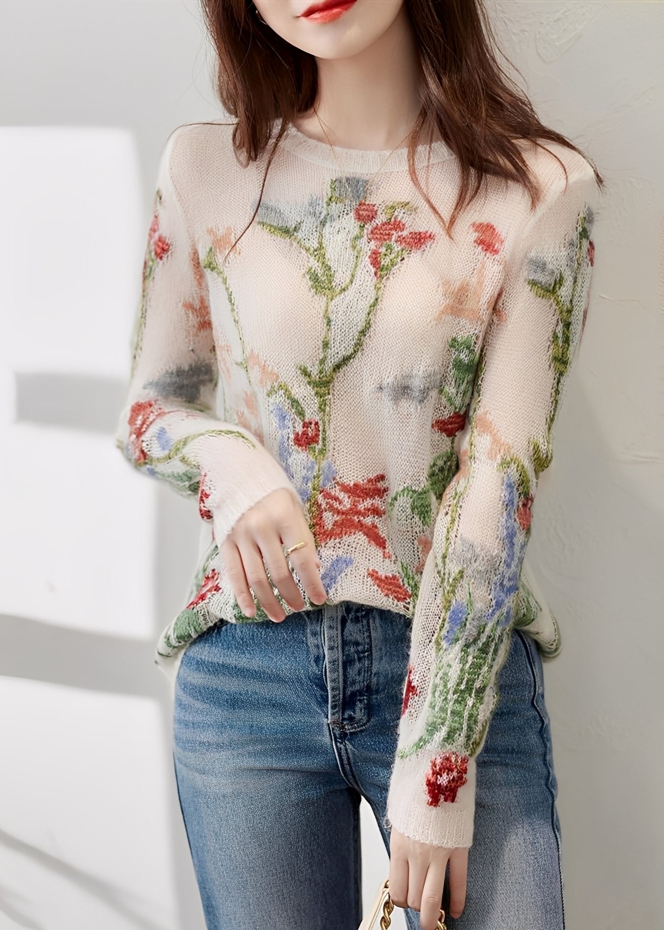 Gisselle - Maglione elegante a maglia con motivo floreale per donne 