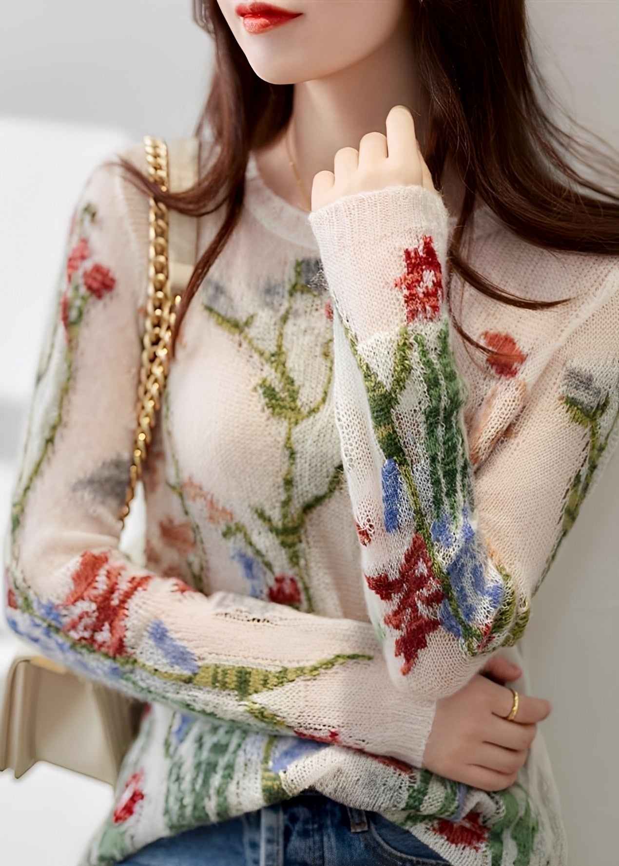 Gisselle - Maglione elegante a maglia con motivo floreale per donne 