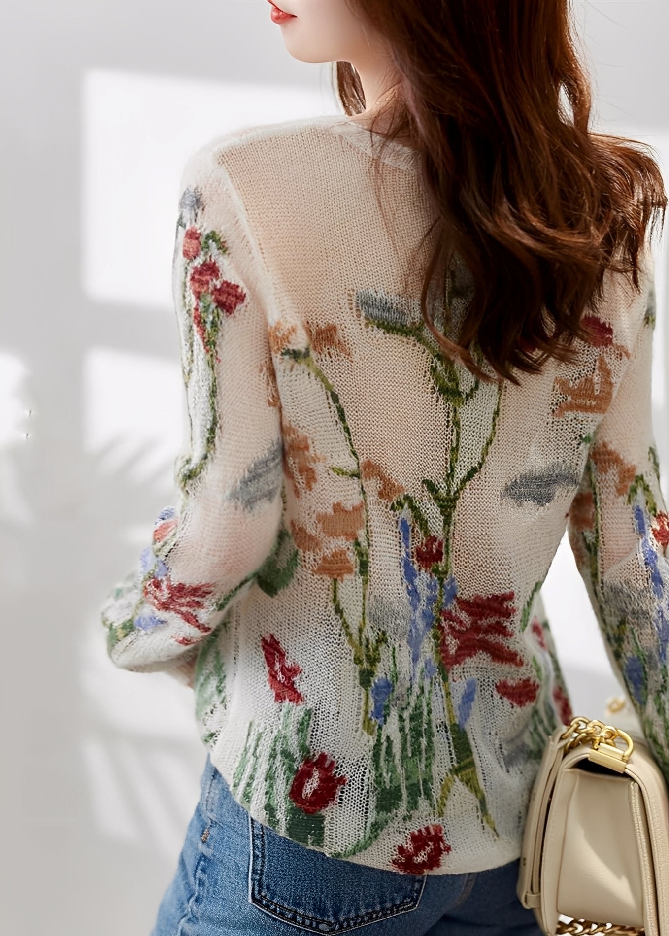 Gisselle - Maglione elegante a maglia con motivo floreale per donne 