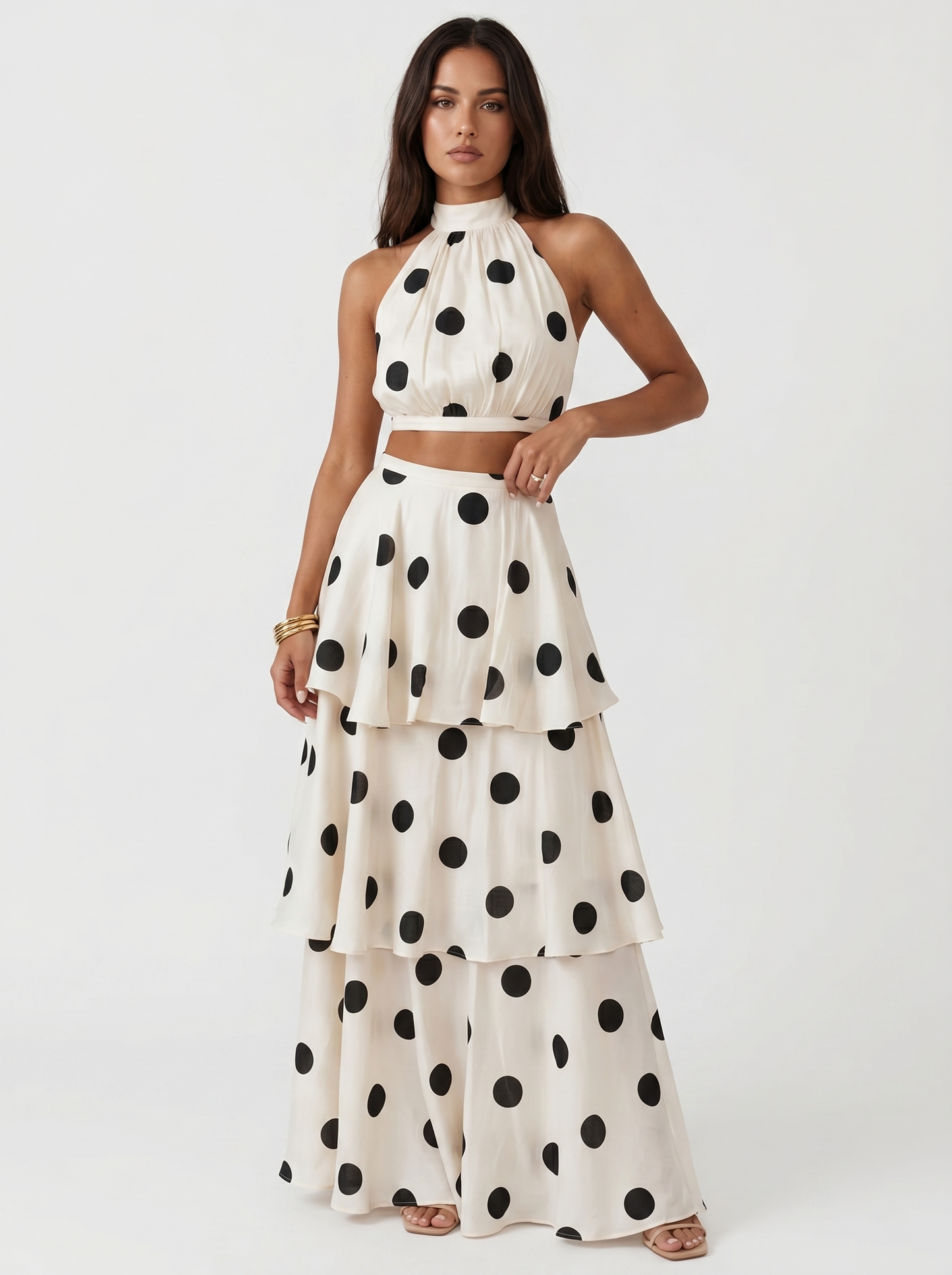 Dalia™ | Coordinato Top e Gonna Lunga a Pois