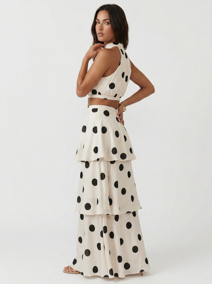 Dalia™ | Coordinato Top e Gonna Lunga a Pois