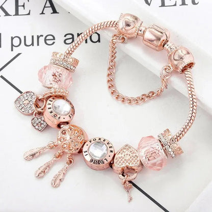 Rose Dream Catcher Bracelet with Sterling Silver Charms Included