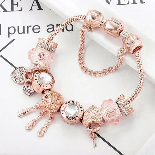 Rose Dream Catcher Bracelet with Sterling Silver Charms Included