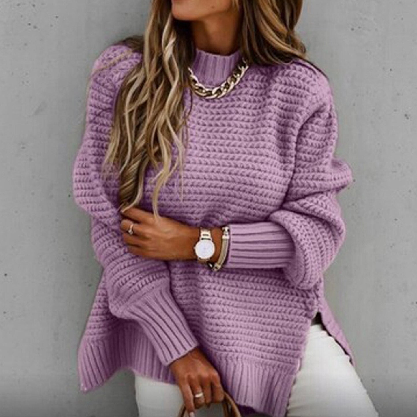 Thistle - Maglione Autunnale Lavorato a Maglia con Collo a Metà