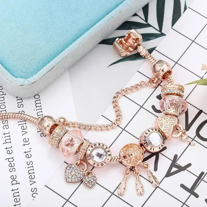 Rose Dream Catcher Bracelet with Sterling Silver Charms Included