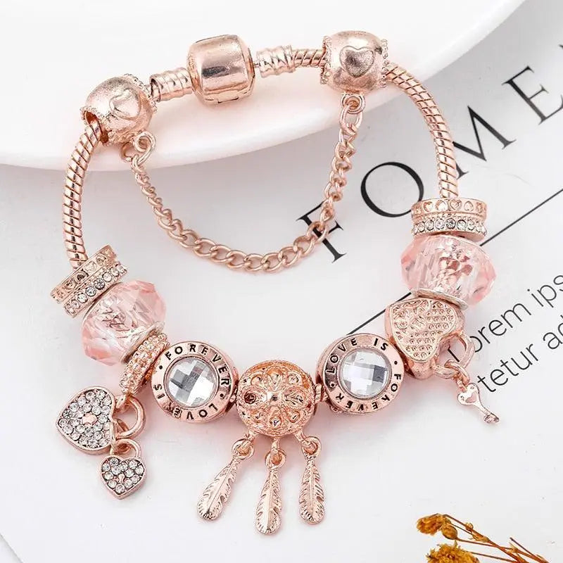 Rose Dream Catcher Bracelet with Sterling Silver Charms Included