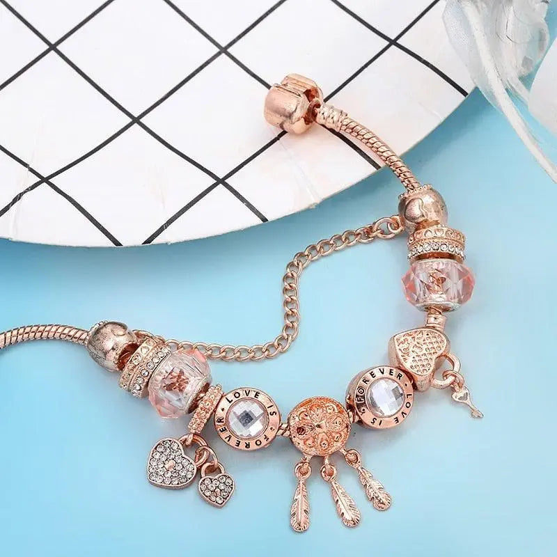 Rose Dream Catcher Bracelet with Sterling Silver Charms Included