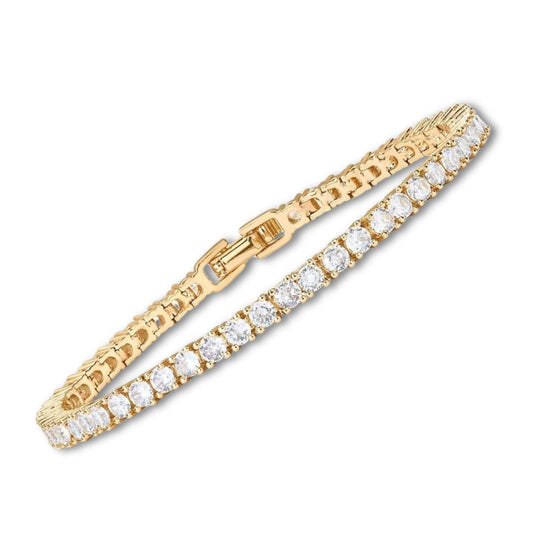Bracciale tennis placcato in oro con moissanite