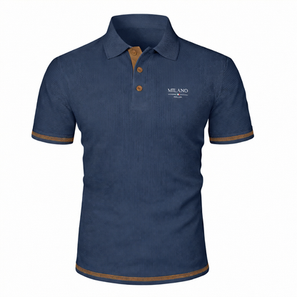 LuKa - Men's Knitted Textured Polo Shirt with Contrast Trims