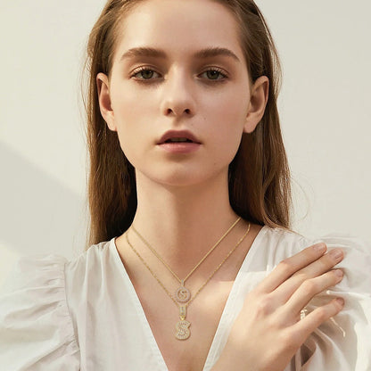 Moissanite Initial Necklace Set