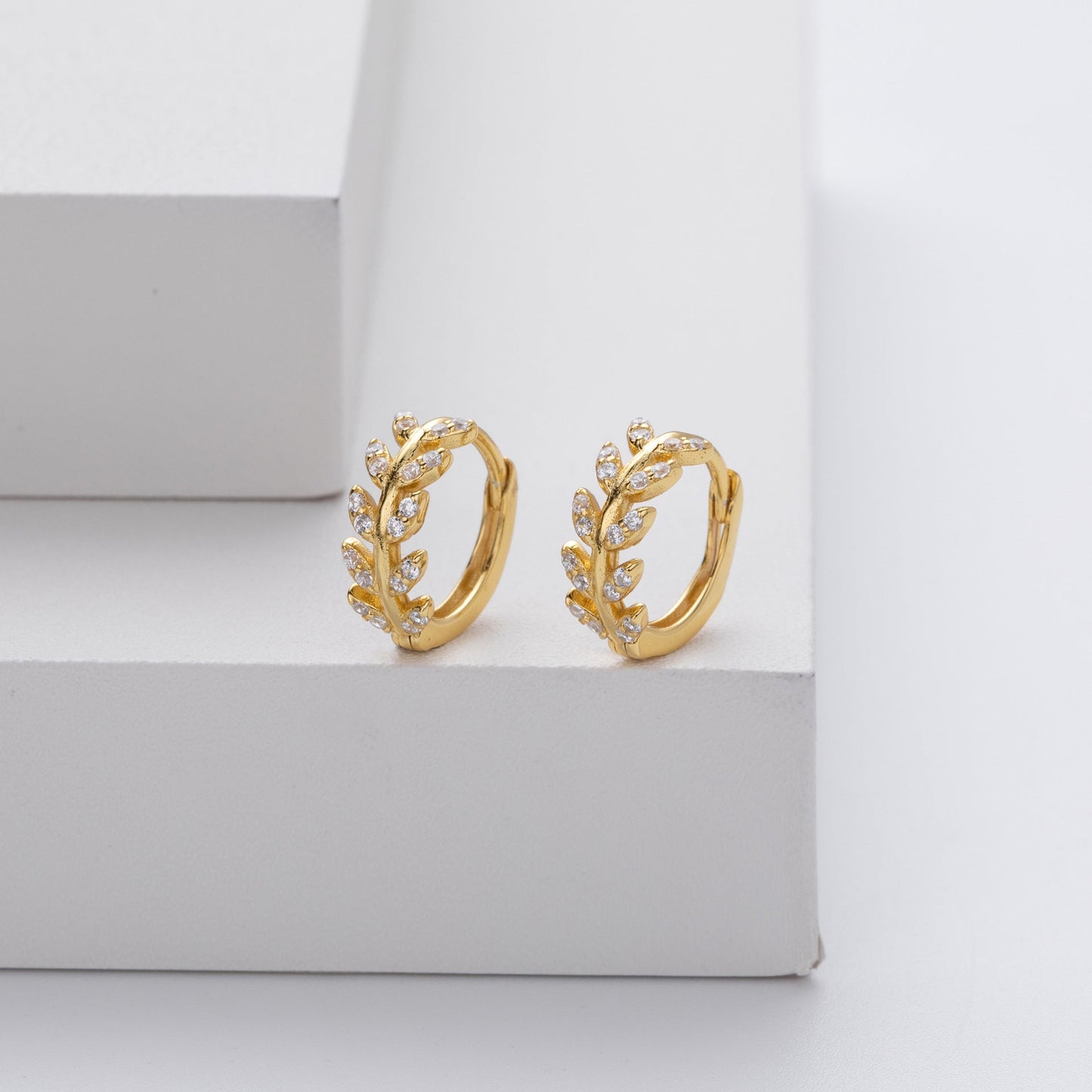 Sterling Silver Leaf Hoop Earrings
