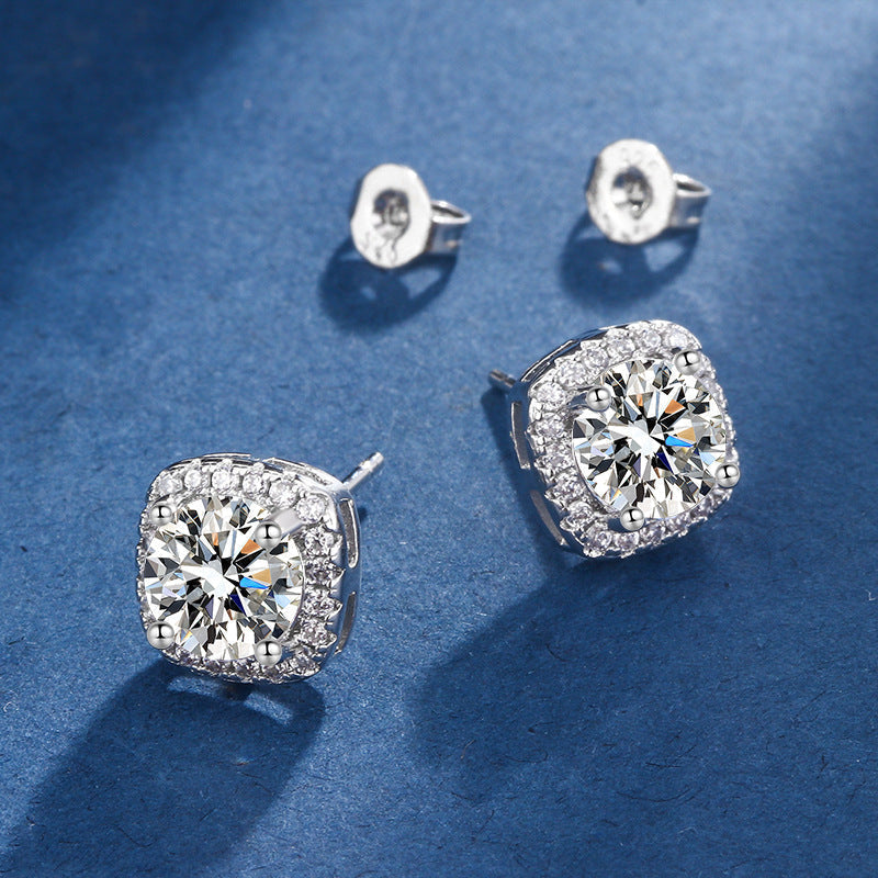 White Gold Jewelry Set "Square Air"
