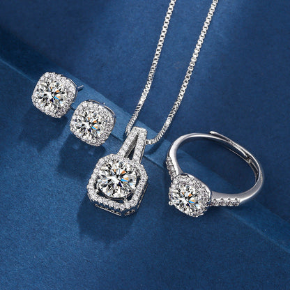 White Gold Jewelry Set "Square Air"