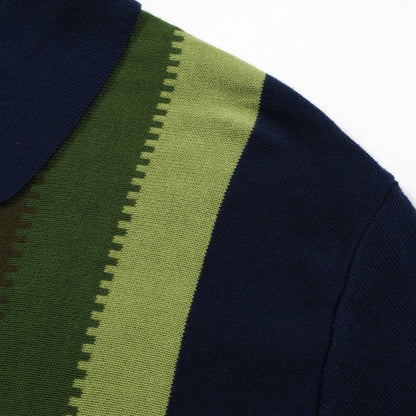 Polo a maglia con strisce sfumate anni '60 da uomo – Camicia a maniche corte con pannello verticale in stile Mod