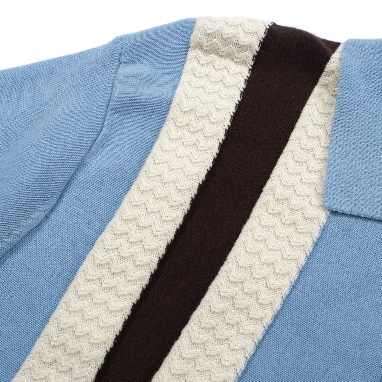 Polo da uomo in maglia a righe mod azzurro cielo – Camicia a maniche corte vintage anni '60