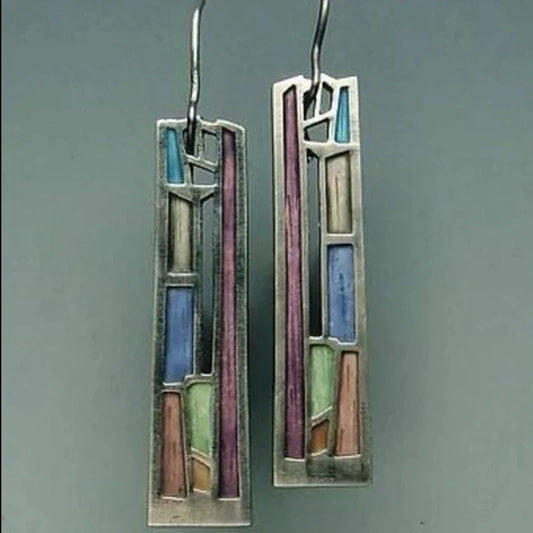 Orecchini Vintage in Argento Multicolore