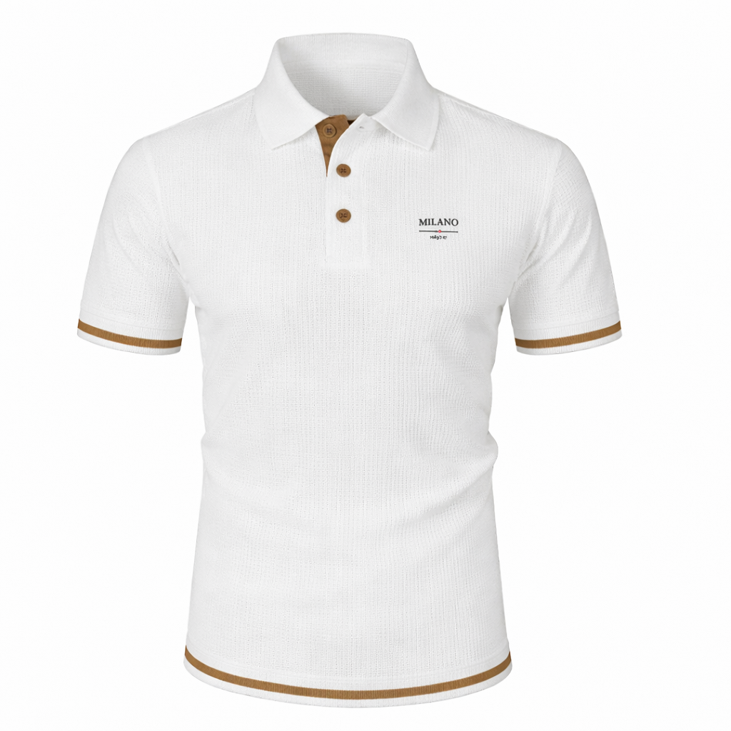 LuKa - Men's Knitted Textured Polo Shirt with Contrast Trims