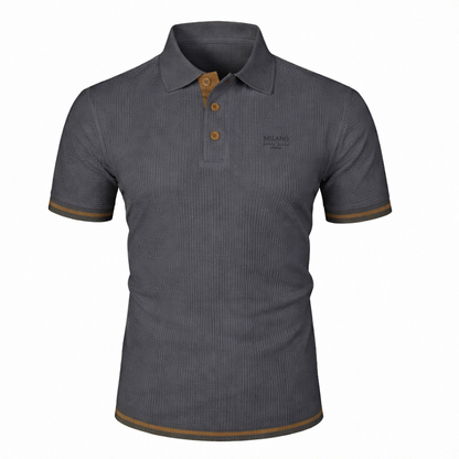 LuKa - Men's Knitted Textured Polo Shirt with Contrast Trims