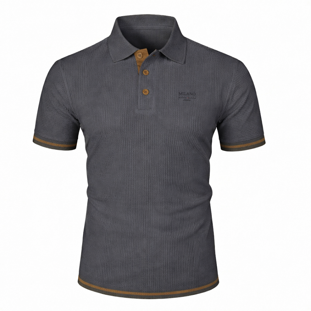 LuKa - Men's Knitted Textured Polo Shirt with Contrast Trims