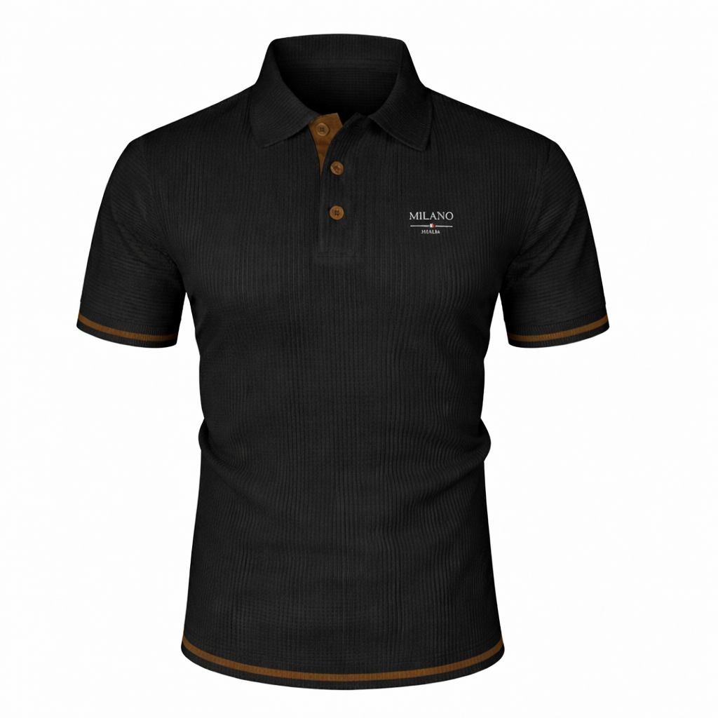 LuKa - Men's Knitted Textured Polo Shirt with Contrast Trims