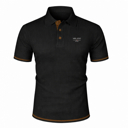 LuKa - Men's Knitted Textured Polo Shirt with Contrast Trims