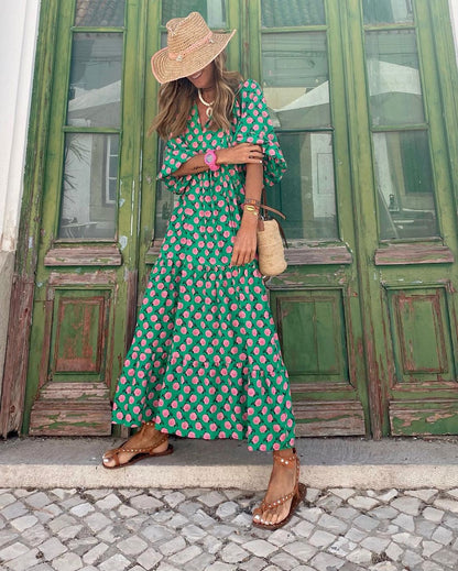 Isabel™ | Abito Lungo Boho a Fantasia – Fresco ed Elegante