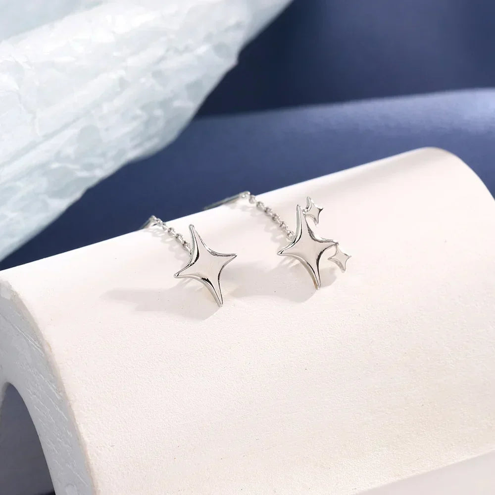 Orecchini a catena con stelle in argento sterling