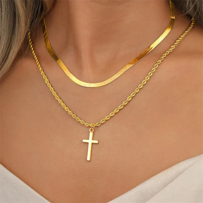 Collana a croce unisex in oro