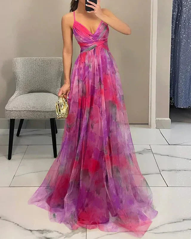 Gwendolyn - Elegante Abito Lungo con Stampa Floreale Donna