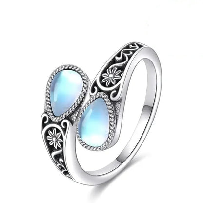 Elegant Ring with Moonstone Flower