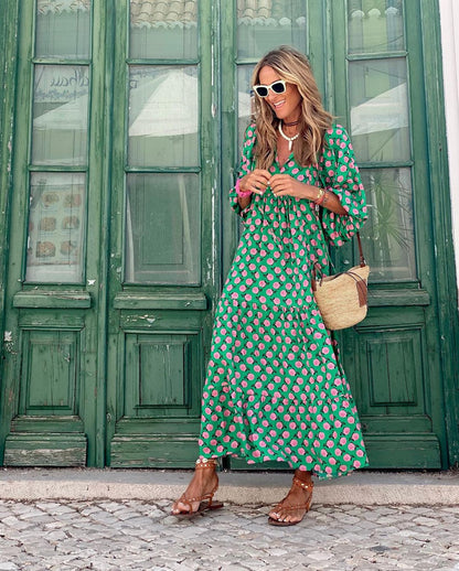 Isabel™ | Abito Lungo Boho a Fantasia – Fresco ed Elegante