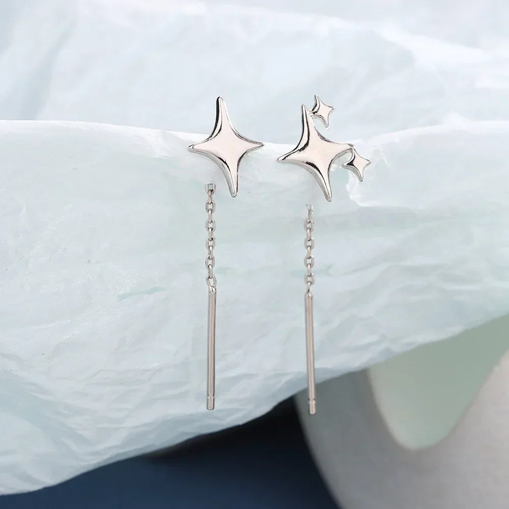 Orecchini a catena con stelle in argento sterling