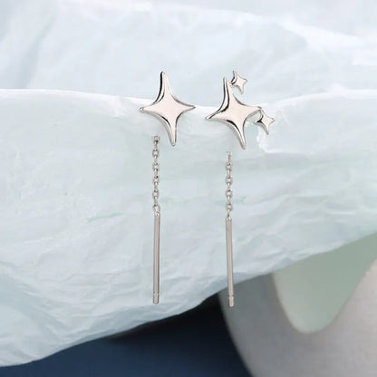 Orecchini a catena con stelle in argento sterling