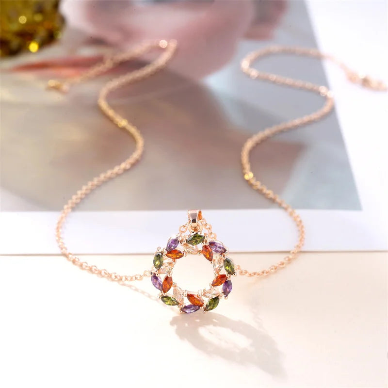 Bright Rainbow Pendant Necklace