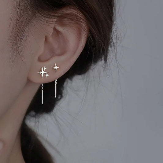 Orecchini a catena con stelle in argento sterling